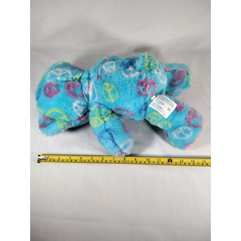 Build-A-Bear Workshop Light Blue Peace Signs Bear Stuffed Plush‎ Toy 15" EUC - Picture 7 of 10
